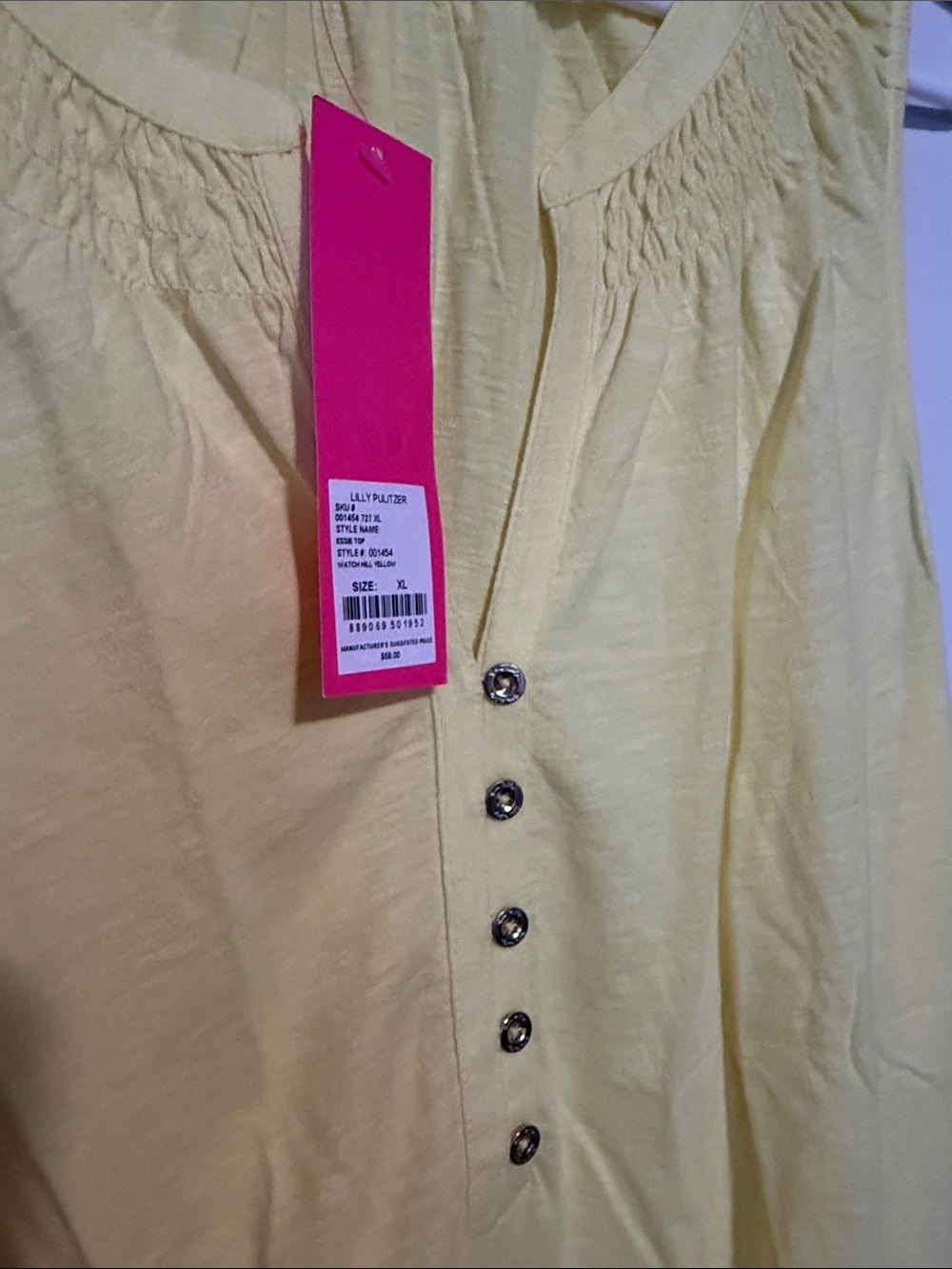 Lilly Pulitzer Bright Yellow Button-Front Sleeveless Tank - Picture 2 of 2
